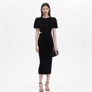 Self-Portrait Black Velvet Cut-Out Dress